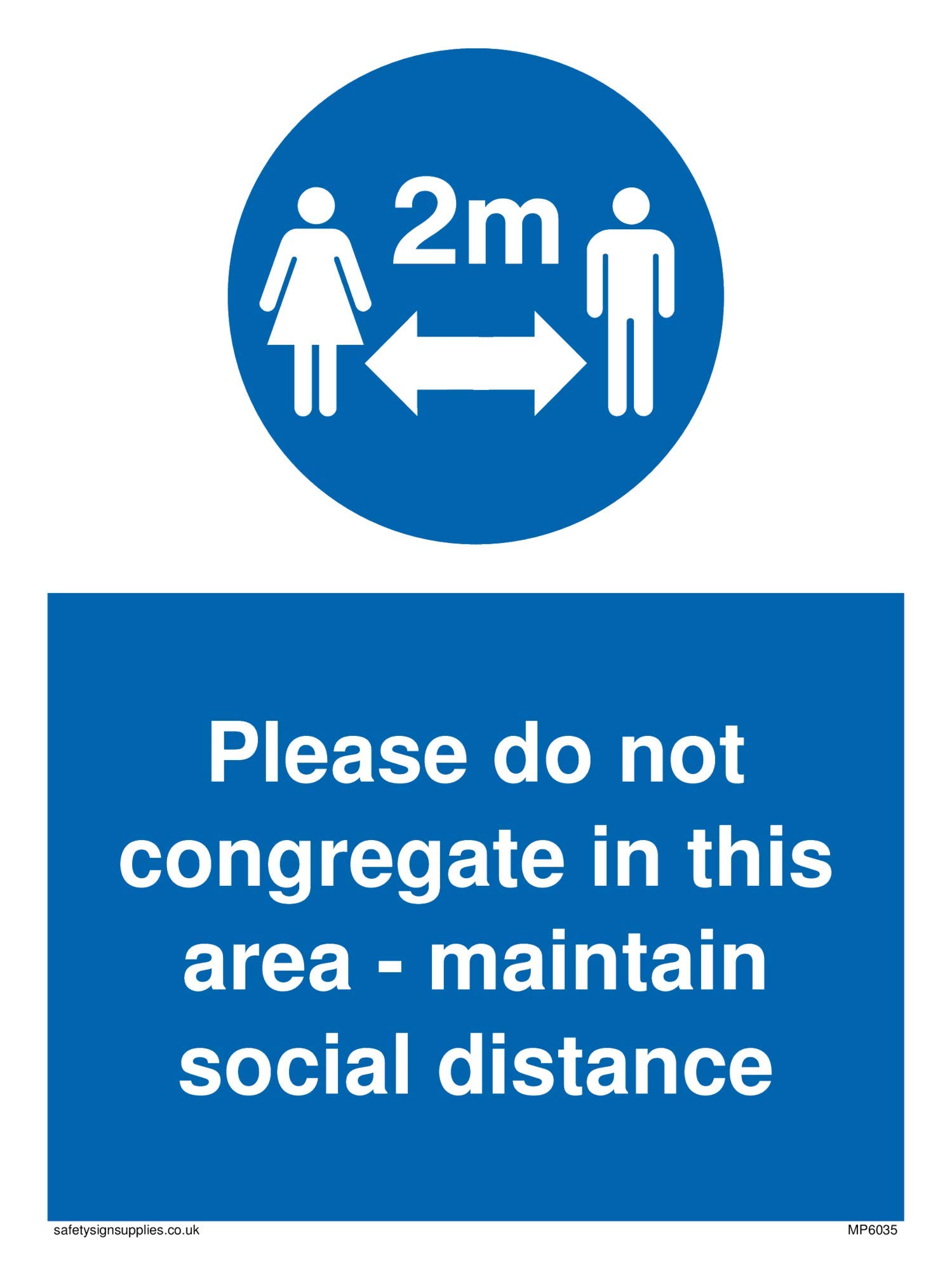 Viking Signs MP6035-A5P-V Please do not congregate in this area - maintain social distance