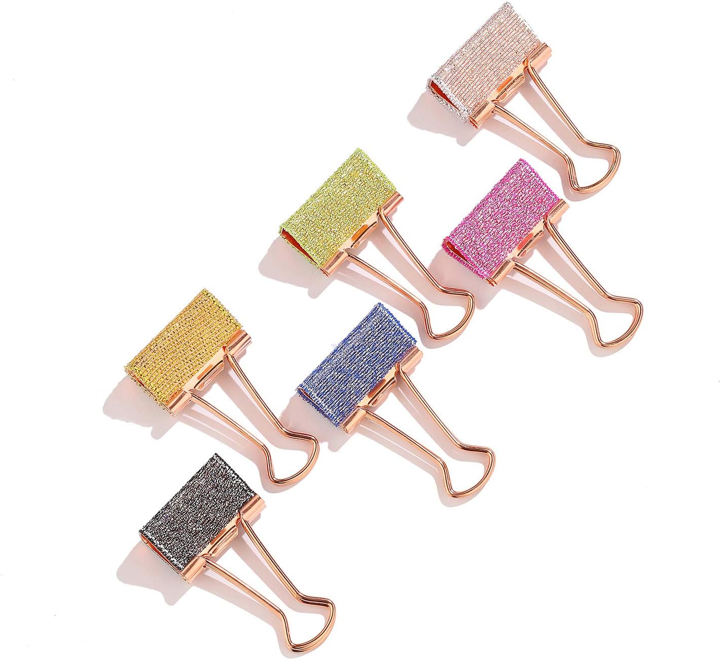 Medium Colored Binder Clips Cute Glitter Assorted Paper Clips Printed Foldback Photo Clips