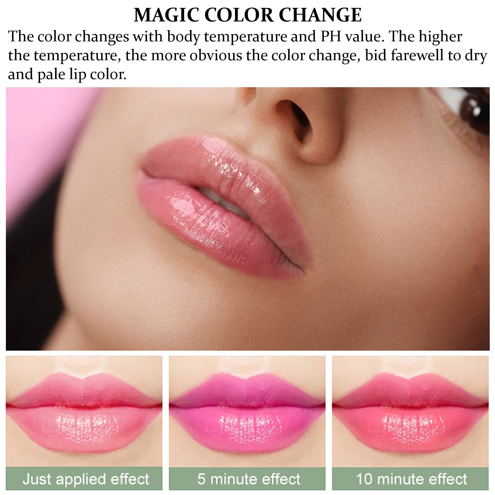 QIUFSSE Aloe Vera Lipstick, Moisturizing Aloe Lip Balm, Magic Temperature Color Change Lip Stain, Long Lasting Waterproof Lip Makeup