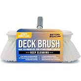 Stiff Boat Deck Brush, Heavy-Duty Marine Brush Head, 8" Firm Bristle | Bumper, 3/4" Thread Handle, for RV, Truck, and Auto Cleaning