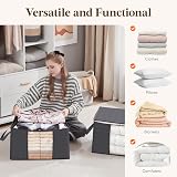 Lifewit 95L Clothes Storage Bags, Large Box with Lid, 3 Pack, Grey view 6