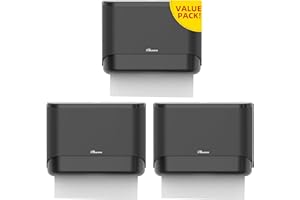 PLUSSEN Multifold Paper Towel Dispenser Wall Surface Mounted Compatible with Manual Z Fold C Folded Tri Fold Dispensing for Home Bathroom Case of 3 Dispenser Black