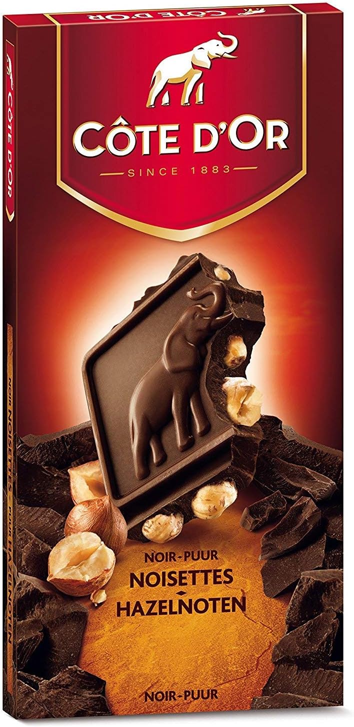 Hazelnut Noisettes Dark Noir Puur Chocolate Bar Cote d'Or Belgian