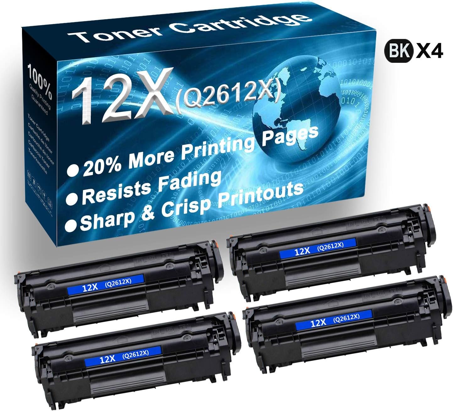 Amazon.com: 4-Pack Compatible High Capacity 12X Q2612X Printer Toner use for HP Laserjet 1020 