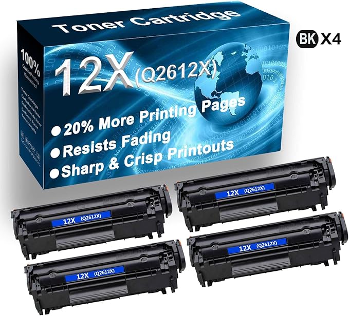 Amazon.com: 4-Pack Compatible High Capacity 12X Q2612X Printer Toner use for HP Laserjet 1020 