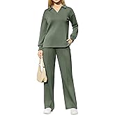 difficort Womens 2 Piece Outfits Fall Lounge Sets Wide Leg Loungewear Workout Sets with Pockets