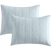 HORIMOTE HOME 100% Cotton Quilted Pillow Shams Standard Size, Aqua Blue Pre-Washed 2 Pack 20" x 26" Cozy Pillowcases, Breathable Stitching Pillow Cases Cover Decorative for Bed in Geometric Pattern