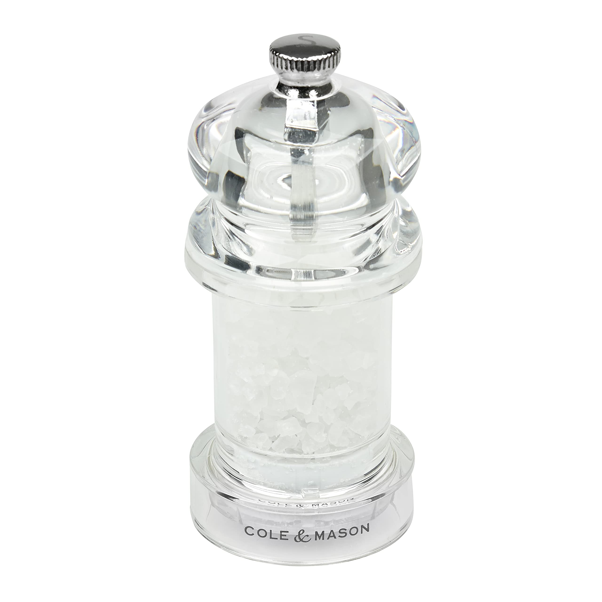 Cole & Mason H57502P 575 Clear Salt Mill, Precision+, Acrylic, 105 mm, Single, Includes 1 x Salt Grinder