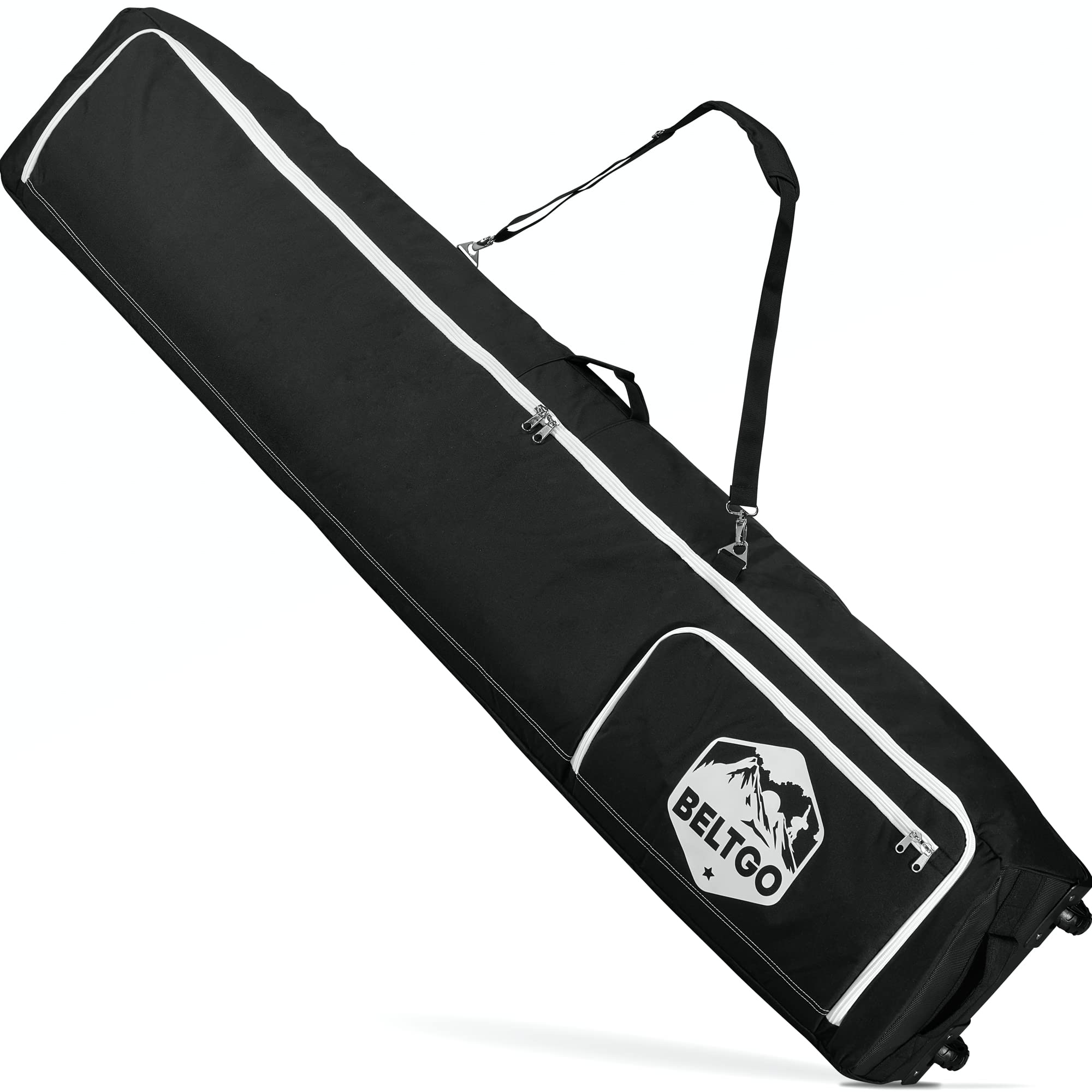 Photo 1 of BeltGo Rolling Ski/Snowboard Bag with Wheels for Air Travel - Holds 2 Pairs of Skis (175cm)