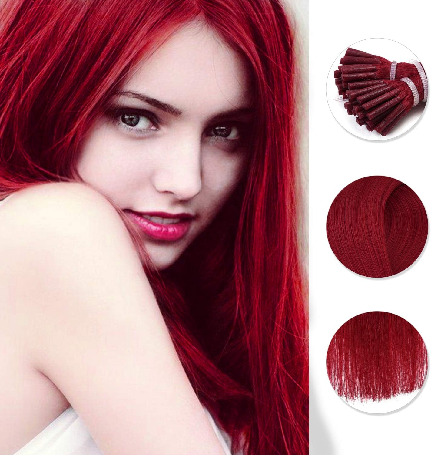 20'' 25g 1g/s Keratin I Tip 100 Real Human Hair Extensions Straight