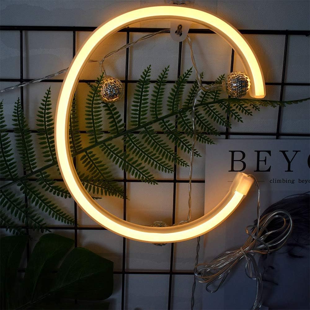 LED Warm White Alphabet Neon Art Lights Neon Letter Sign Night Lights Battery/USB Operated Neon
