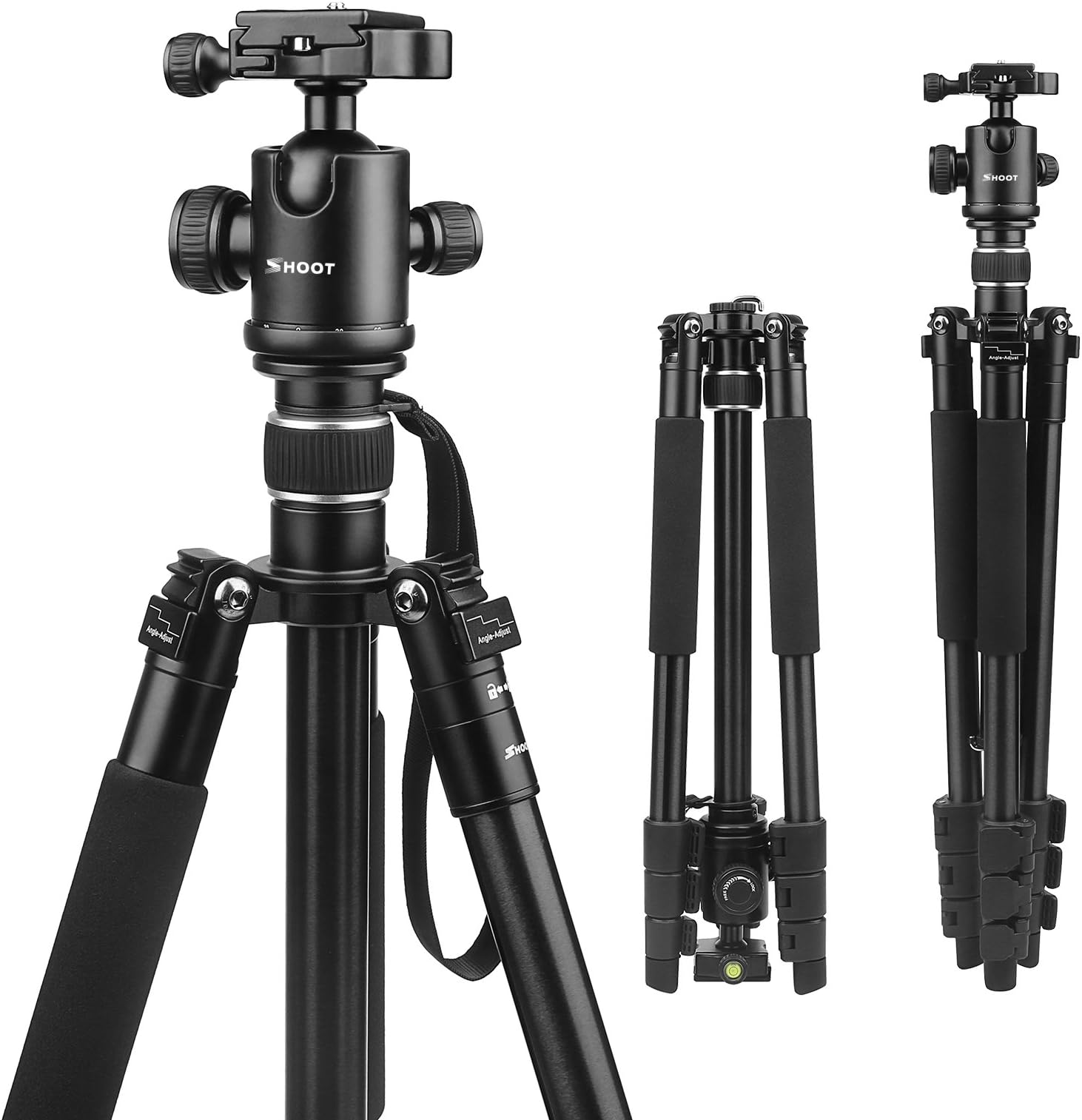 SHOOT Professional 62" Compact Aluminum Tripod for DSLR Canon Nikon Sony with 360°Panorama Ball Head,Quick Release Plate