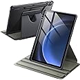 JETech Rotating Case for Samsung Galaxy Tab S10 FE / S9 FE 10.9-Inch / S9 11-Inch with S Pen Holder, 360 Degree Rotation Protective Stand Cover Clear Back, Auto Wake/Sleep (Gray)
