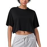 Pioneer Camp Bamboo Viscose Workout Crop Tops for Women Short Sleeve Loose T-Shirts Cropped Athletic Gym Running Yoga Tee