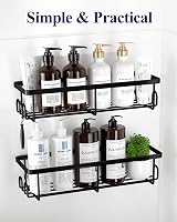 Kitsure 2 Pack Rustproof Shower Caddy - Wall Mounted Large Capacity Black view 4