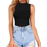 CLOZOZ Turtle Neck Tank Tops for Women Sleeveless Mock Neck Turtlenecks Slim Fitted Tops