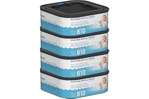 FUNUNCAT Jumbo Square Refills Disposal Bags Refill Compatible with Diaper Genie Classic, Compact and Select Pails, Hold Up to 810 Newborn-Sized Diapers Per Refill, 4 Packs