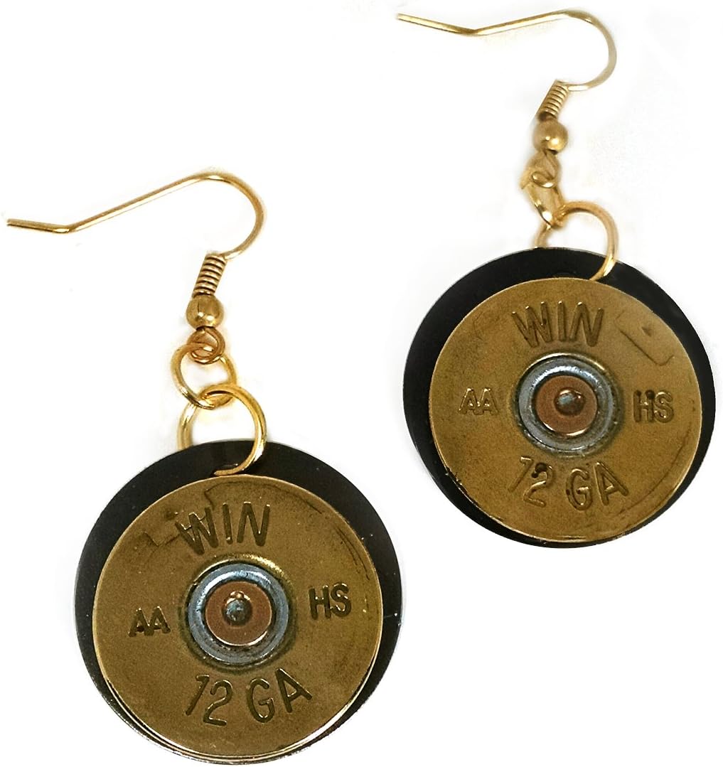 Bobbi Lee Designs 12 Gauge Shotgun Shell Earrings on Antique Gold
