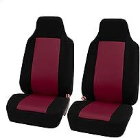 FH Group FB102BURGUNDY102-AVC FB102BURGUNDY102 Classic Cloth Pair Set Seat Covers Burgundy/Black-Fit Most Car, Truck,...