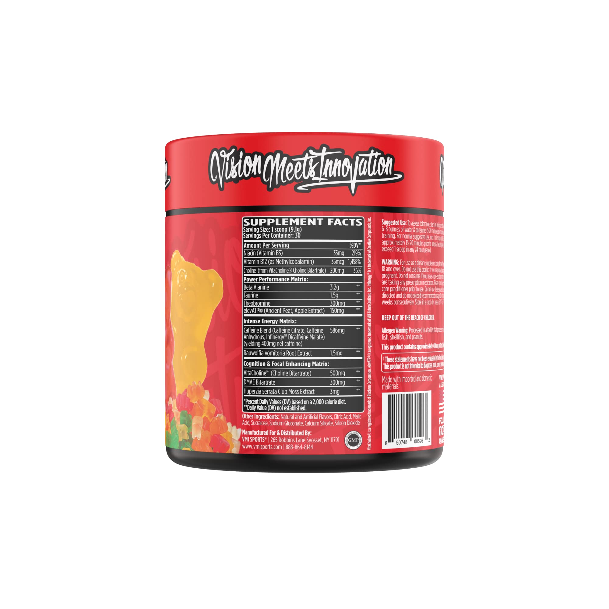 KXR Pre-Workout Energy Powder | Intense Energy Pre-Workout Drink for Men and Women| Creatine Free | Improves Performance - Enhanced Focus & Increased Endurance | 30 Servings (Gummy Bear)