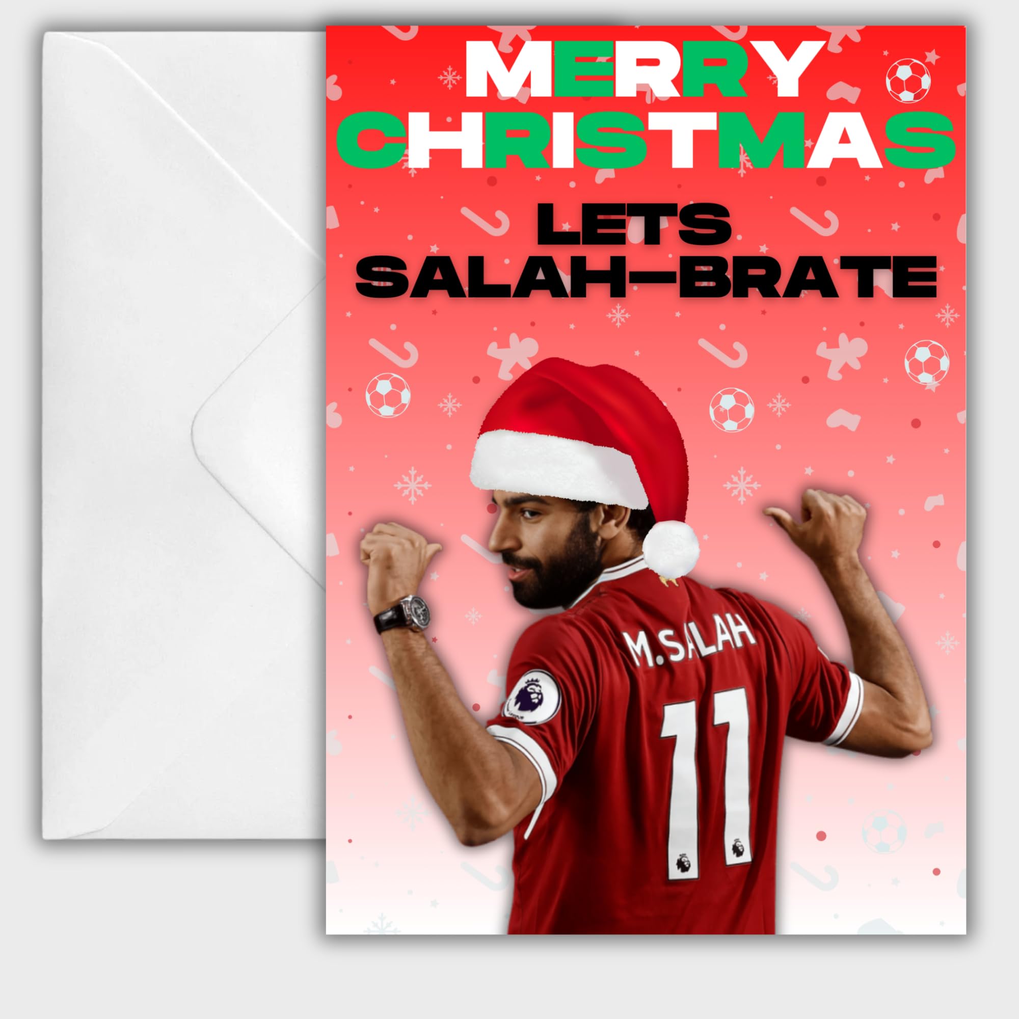 Mo Salah Football Christmas Card - Liverpool Fan Christmas Card - Football Christmas Card For Son - Football Fan Gift - Football Fan Christmas Card