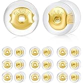 20 Pcs Locking Earring Backs, Glod Silicone Replacement for Droopy Ears Heavy Studs, Premium Hypoallergenic Soft Earing Backs for Women Men Jewelry Collection Daily Use Special Occasions