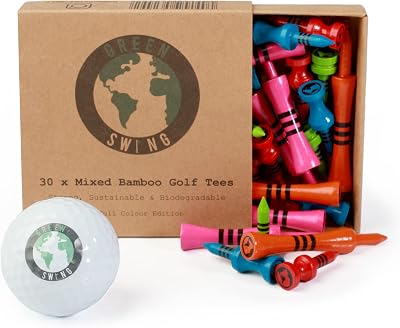 Green Swing Green Swing Bamboo Golf Tees Mixed Sizes 30pcs Full Colour Edition