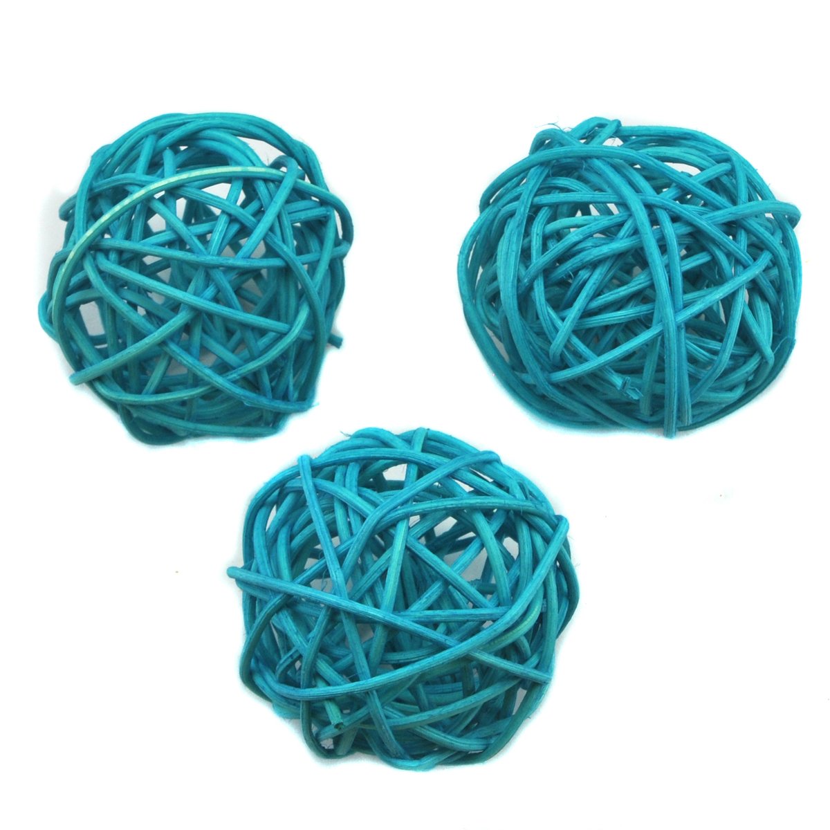 Ougual Natural Wicker Rattan Balls Table Wedding Party Hanging Wobble Ball Christmas Decoration (6cm, 10pcs, Sky Blue)