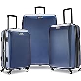 American Tourister Moonlight Hardside Expandable Luggage with Spinner Wheels, Navy, 3-Piece Set (21/24/28)