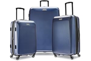 American Tourister Moonlight Hardside Expandable Luggage with Spinner Wheels, Navy, 3-Piece Set (21/24/28)