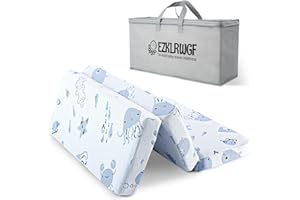 EZKLRWGF Trifold Pack and Play Mattress,38"x26" Pack N Play Mattresses Topper with Dual Sided Soft & Firm Memory Foam,Travel Portable Baby Mattress for Pack N Play with Breathable Removable Cover