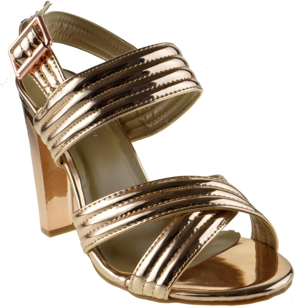 metallic gold chunky heels