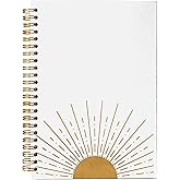 VNWEK Abstract Boho Sun Sunrise Sunset Sunshine Spiral Notebook Journal 5.5×8.3 Inch,Boho Mid-Century Modern Art Lined Hardcover Spiral Notebook for Work Notes Journaling,Boho Gifts for Women Girls