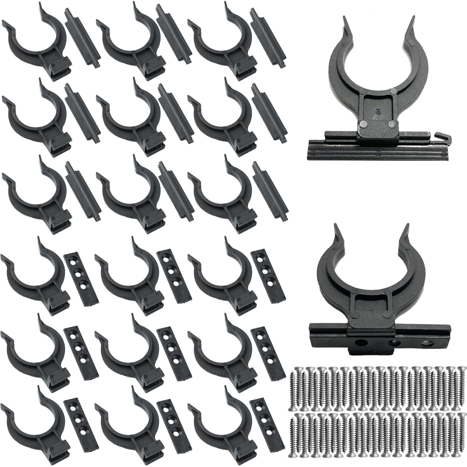 Lechengjia 20 Pcs Kitchen Kick Board Plinth Clips, Cabinet Kick Board Plinth Leg Pipe Clips with 60 Screws,Cabinet Plinth Clips Bracket Fits 32-35 mm Diamete