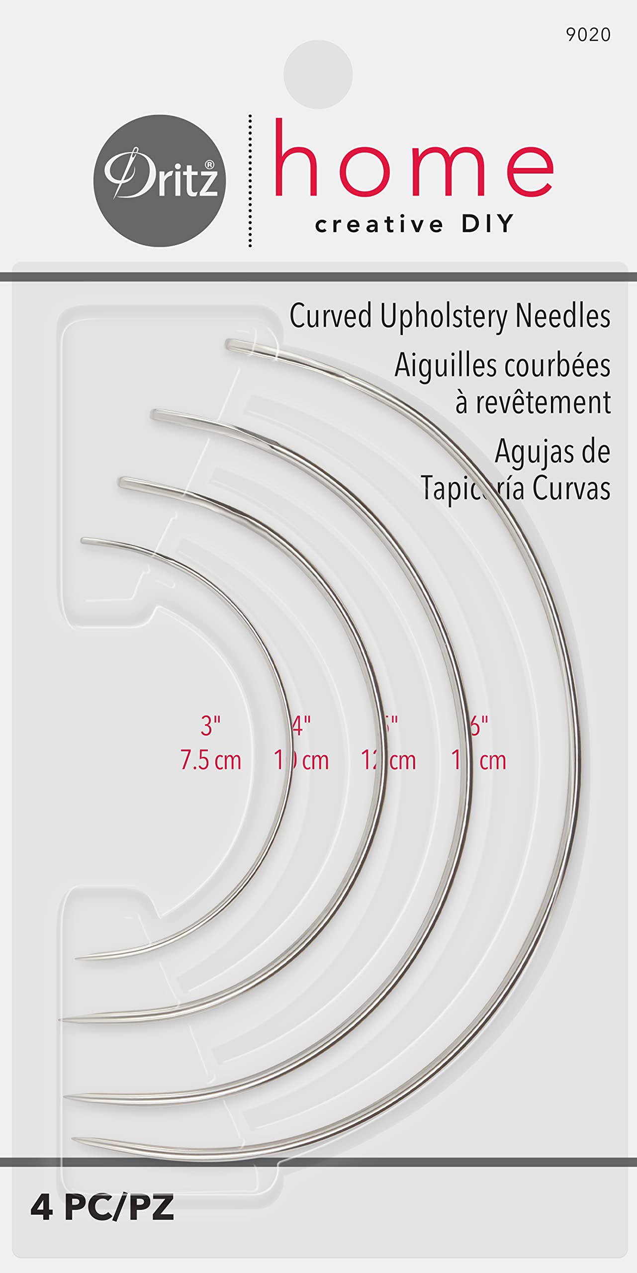 Dritz Home Curved Upholstery Needles 4/Pkg, Multicoloured, 2.54 x 7.23 x 14.6 cm