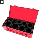 TONYNOL 1" Inch Drive Deep Impact Socket Set,9 Pieces,6-Point,Metric Sizes(24mm,27mm,30mm,32mm,36mm,38mm,41mm,46mm,50mm),Cr-Mo Steel