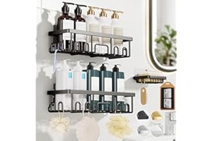 Veken Large Capacity Shower Caddy 3-Pack, No Drilling Adhesive Rack with Soap Holder, Rustproof & Waterproof Shelves, Bathroo