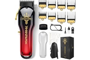 SUPRENT PRO Professional Hair Clippers for Men- Premium Barber Clippers DLC-Coated Blade & Brushless Motor- Rechargeable Haircutting Kit with DIY Customizable Casing- Gift for Men(Red)