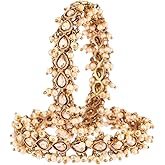 Efulgenz Indian Kundan Bangles Bridal Tear Drop Crystal Bangles with Faux Pearl Charms Beaded Bracelet Set Antique Finish Boho Bohemian Bridal Wedding Jewelry Indian Bangle Set for Women