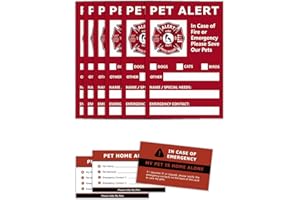 SITHON Pet Alert Sticker, Static Cling Window Decals Emergency Pets Rescue Sign for Home Windows & Doors, UV Resistant & Waterproof, 6 Pack with 3 Pet Home Alone Wallet Card