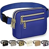Capolo Fanny Packs for Women Fashion Waist Packs Bag with Adjustable Strap and 4 Zipper Pockets Waterproof Everywhere Crossbody Belt Bag for Workout Running Travelling(Blue)