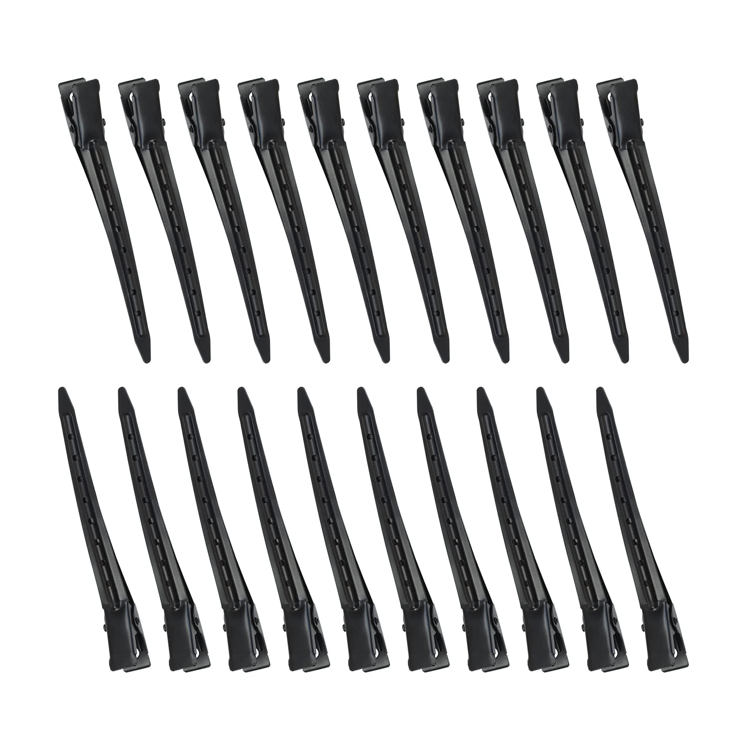 20 Pcs 3.5 Inches Duck Bill Hair Clips Metal Hair Clips Metal Alligator Curl Clips with Holes for Salon Styling (Black) ﻿
