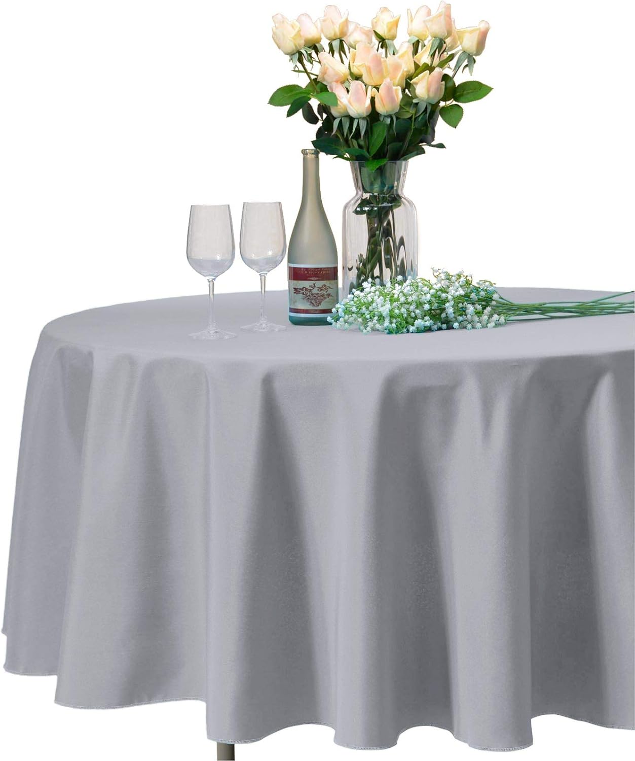 Best 108 inch round table cloth gray