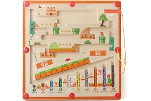 BEAUAM Magnetic Color and Number Maze, Montessori Wooden Toddler Magnet Puzzle Game Board, Learning and Educational Toys for Preschoolers, Fine Motor Skills Toys for Boys and Girls Ages 3-5 Years Old