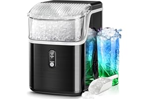 Nugget Ice Maker Countertop, 35Lbs/Day Portable Table Top Machine with Chewable & Crushed Ice, Self-Cleaning, One-Touch Opera