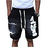 SHENHE Men's Graphic Shorts Drawstring Elastic Waist Y2k Workout Summer Casual Shorts Streetwear