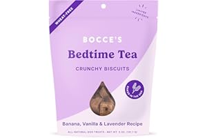 Bocce's Bakery Oven Baked Bedtime Tea Treats for Dogs, Wheat-Free Everyday Dog Treats, Made with Real Ingredients, Baked in The USA, All-Natural Biscuits, Banana, Vanilla, & Lavender, 5 oz