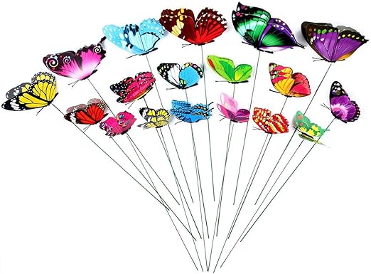 KOBWA - Estacas de jardín 3D con diseño de libélula/Mariposa 25 cm ...