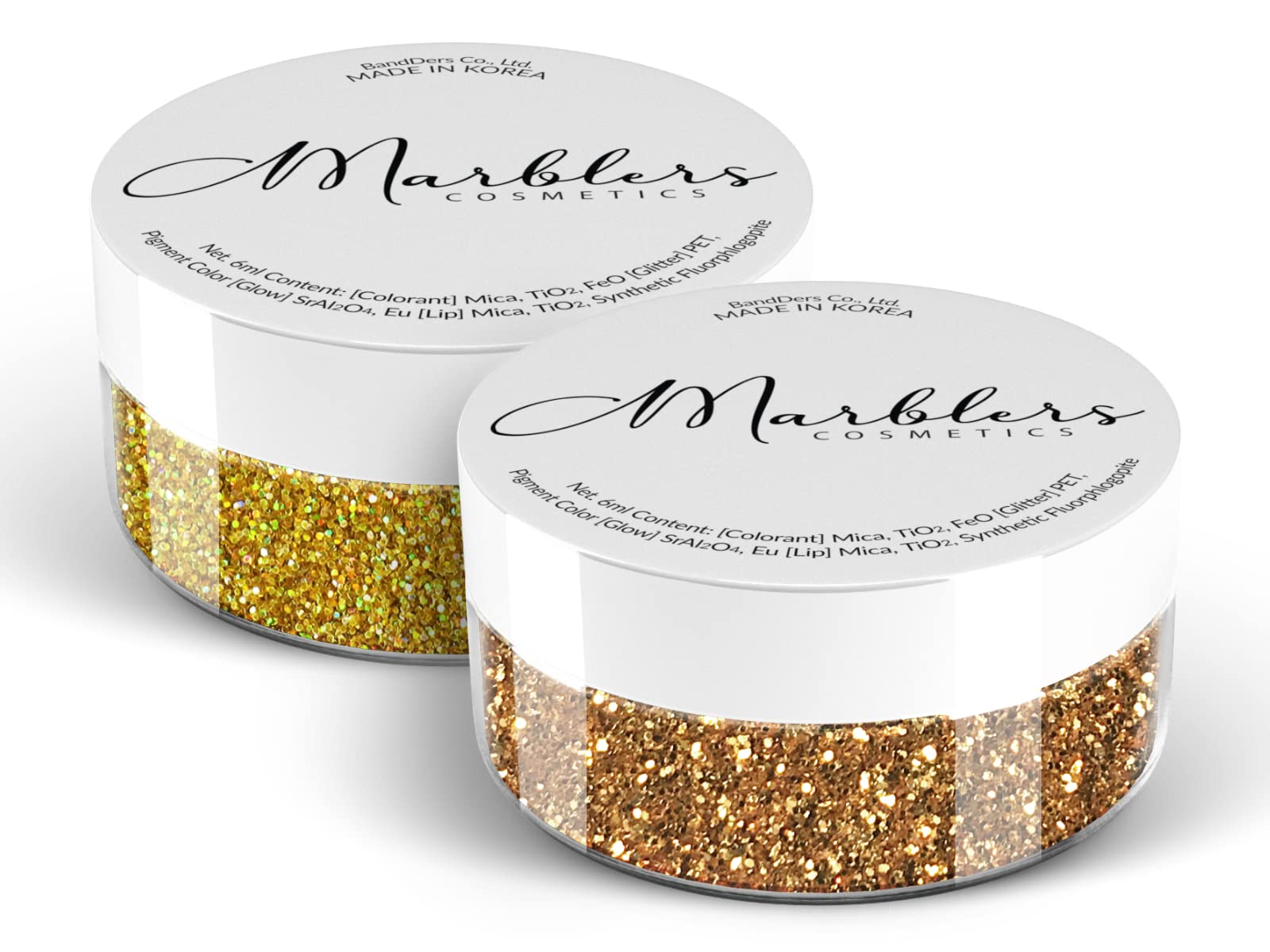 MARBLERS Cosmetic Grade Fine Glitter Duo [Dark Gold & Holo 24K Gold] 0.36oz (10g) | Non-Toxic | Vegan | Cruelty-Free | Eyeshadow, Nail Polish, Nail Art | Festival, Rave & Party Makeup | Body & Face — image 1