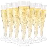 IJRPLM 50 Pack Champagne Flutes Disposable, 4.5 Oz Plastic Champagne Glasses, Recyclable Plastic Champagnes Cups, Clear Toasting Glasses for Wedding Party New Years Eve Party Supplies
